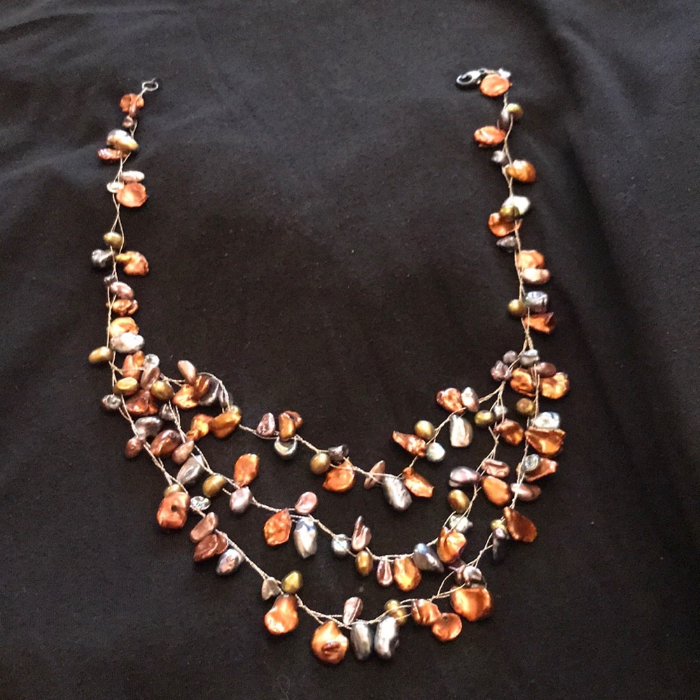 19” multi colored pearl necklace